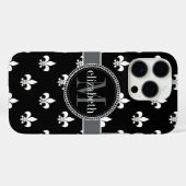 白黒グレイ(紋章の)フラ・ダ・リモノグラム Case-Mate iPhoneケース (裏面 (横))
