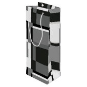 白黒グレモダンー抽象芸術幾何学記号 ワインギフトバッグ (裏面アングル)