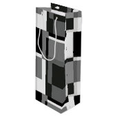 白黒グレモダンー抽象芸術幾何学記号 ワインギフトバッグ (正面アングル)