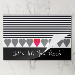 白黒グレーと赤のテーブルデコール ペーパーパッド