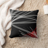 白黒グレーと赤の抽象芸術リボン クッション (ブランケット)