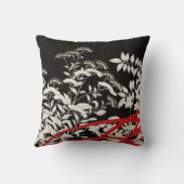 白黒グレーと赤エレガント着物プリント クッション (裏面)