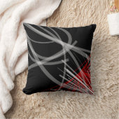 白黒グレーと赤芸術的抽象芸術 クッション (ブランケット)