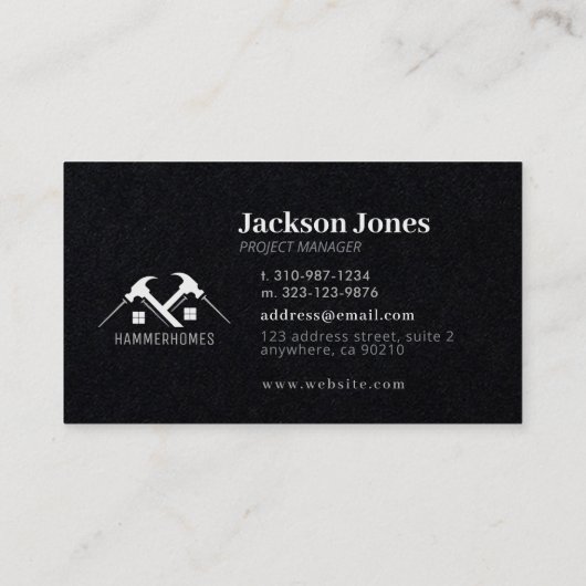 白黒グレーのホーム修復ツールの名刺 名刺 (裏面)