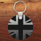 白黒グレーのユニオンジャック国旗 キーホルダー (正面)