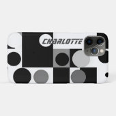 白黒グレーの幾何形状iPad頭が切れるカバー Case-Mate iPhoneケース (裏面(横))