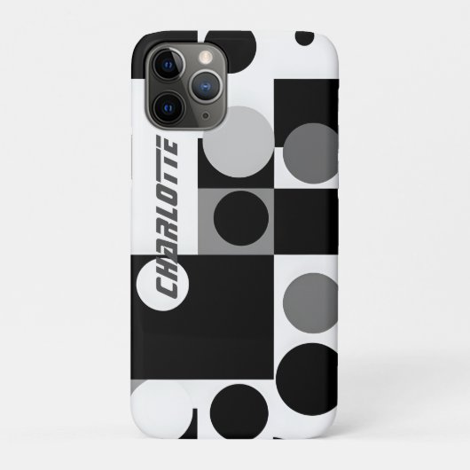 白黒グレーの幾何形状iPad頭が切れるカバー Case-Mate iPhoneケース (裏)
