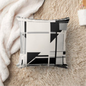 白黒グレーシェードジオメトリック抽象デザイン クッション (ブランケット)