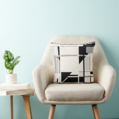 白黒グレーシェードジオメトリック抽象デザイン クッション (椅子)