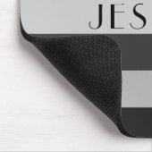 白黒グレーストライプのパターン名パーソナライズされた マウスパッド (コーナー)