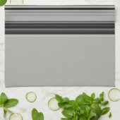 白黒グレーストライプのパターン キッチンタオル (折り畳み)