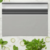 白黒グレーストライプのパターン キッチンタオル (折り畳み)