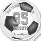 白黒グレーチーム名ガールズボーイズサッカー シール (正面)