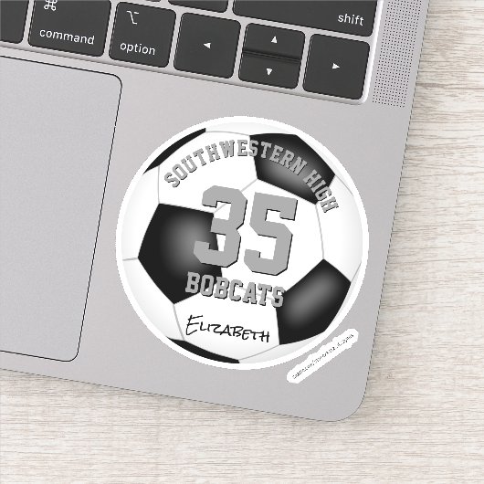 白黒グレーチーム名ガールズボーイズサッカー シール (詳細)