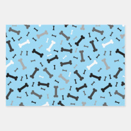 白黒グレードッグボーンデザイン ラッピングペーパーシート