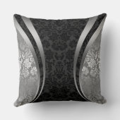白黒グレーフローラダマスク クッション (裏面)