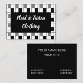 白黒グレープレイドタータンチェックパターン 名刺 (正面/裏面)
