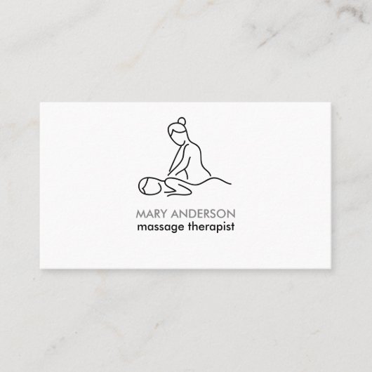 白黒グレーマッサージセラピーマッサージスパ 名刺 (正面)