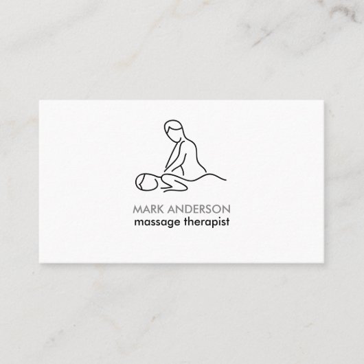 白黒グレーマッサージセラピーマッサージスパ 名刺 (正面)