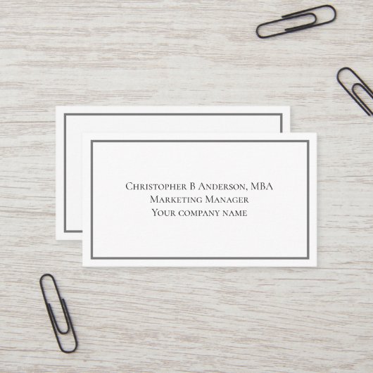 白黒グレーミニマルプロフェッショナル 企業の 名刺 (正面/裏面インサイチュ)