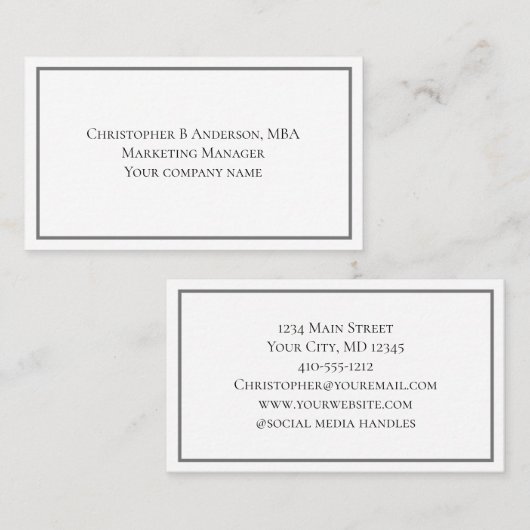 白黒グレーミニマルプロフェッショナル 企業の 名刺 (正面/裏面)