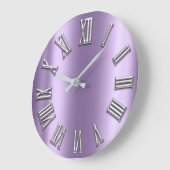 白黒グレーメタルパープルシルバーローマ数字 ラージ壁時計 (傾斜)