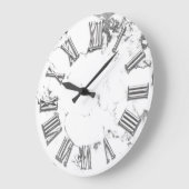 白黒グレーメタルマーブルストーンローマ数字 ラージ壁時計 (傾斜)