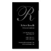 白黒グレーモノグラムミニマルモダンリストプレーン マグネット名刺 (正面縦)