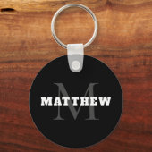 白黒グレーモノグラム名ミニマル キーホルダー (正面)