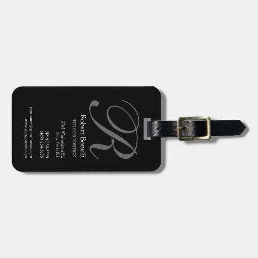 白黒グレーモノグラム名刺 ラゲッジタグ (正面横)