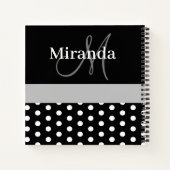 白黒グレーモノグラム水玉模様スケッチ ノートブック (裏面)