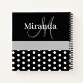 白黒グレーモノグラム水玉模様レシピ ノートブック (裏面)