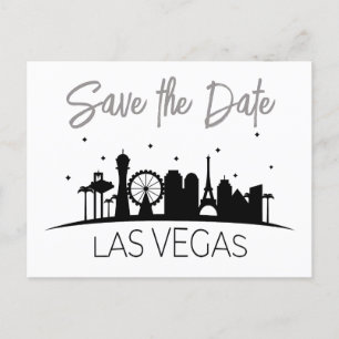 白黒グレーラスベガスウェディングザデイトを保存 案内ポストカード