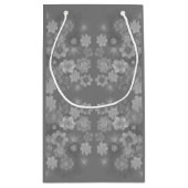 白黒グレーレトロフローラ水の色パターン スモールペーパーバッグ (裏面)