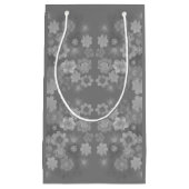 白黒グレーレトロフローラ水の色パターン スモールペーパーバッグ (正面)