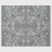 白黒グレーレトロフローラ水の色パターン ラッピングペーパー (フラット)