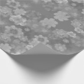 白黒グレーレトロフローラ水の色パターン ラッピングペーパー (角)