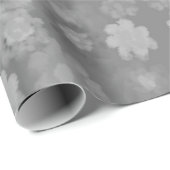 白黒グレーレトロフローラ水の色パターン ラッピングペーパー (ロールコーナー)