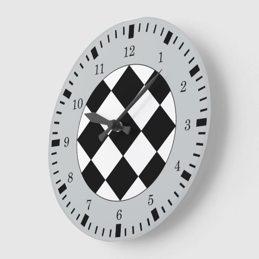 白黒グレーレーシングテーマウォールクロック ラージ壁時計 (傾斜)