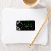 白黒グレーヴィンテージフローラダマスク2 ラベル (インサイチュ)