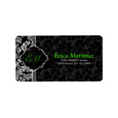 白黒グレーヴィンテージフローラダマスク2 ラベル (正面)