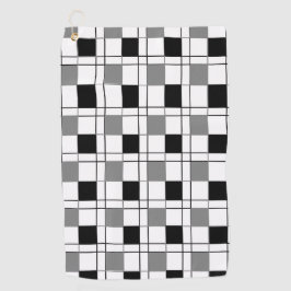 白黒グレー市松模様にパターン ゴルフタオル