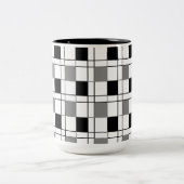 白黒グレー市松模様にパターン ツートーンマグカップ (中央)