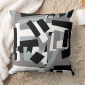 白黒グレー抽象芸術ジオメトリパッチ クッション (ブランケット)