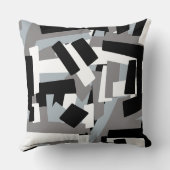 白黒グレー抽象芸術ジオメトリパッチ クッション (裏面)