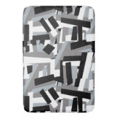 白黒グレー抽象芸術ジオメトリパッチ バスマット (正面縦)
