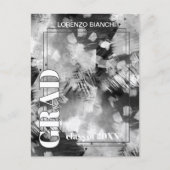 白黒グレー抽象芸術卒業発表 ポストカード (正面)