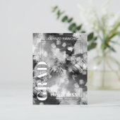 白黒グレー抽象芸術卒業発表 ポストカード (スタンド正面)