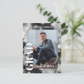 白黒グレー抽象芸術卒業発表 ポストカード (スタンド正面)