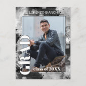 白黒グレー抽象芸術卒業発表 ポストカード (正面)